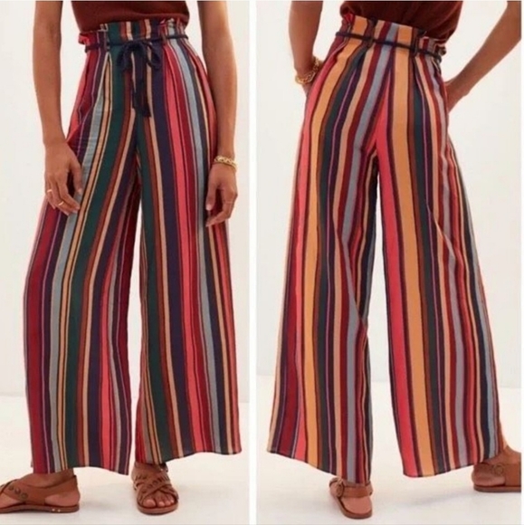FARM RIO Augustine Striped Wide Leg Linen blend Pants Anthropologie Size XS - Picture 14 of 16
